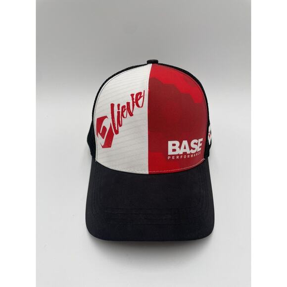 BASE PERFORMANCE ADJUSTABLE SNAPBACK TRUCKER/MESH HAT/CAP BLACK/RED - Picture 1 of 9
